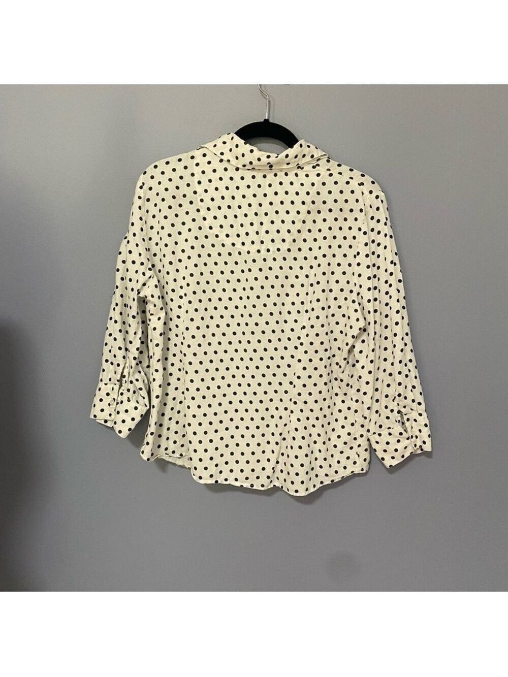 Saint Tropez West White Linen Polka Dot Button-Down Top Size Large - Picture 3 of 7